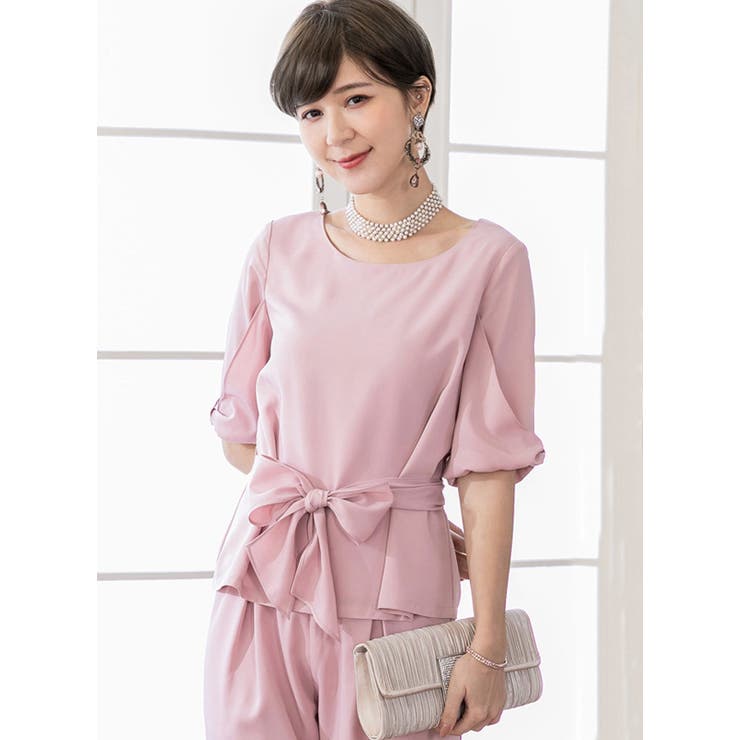 パンツドレス上下セパレート5分袖トップスクロップドパンツ/あす楽/送料無料