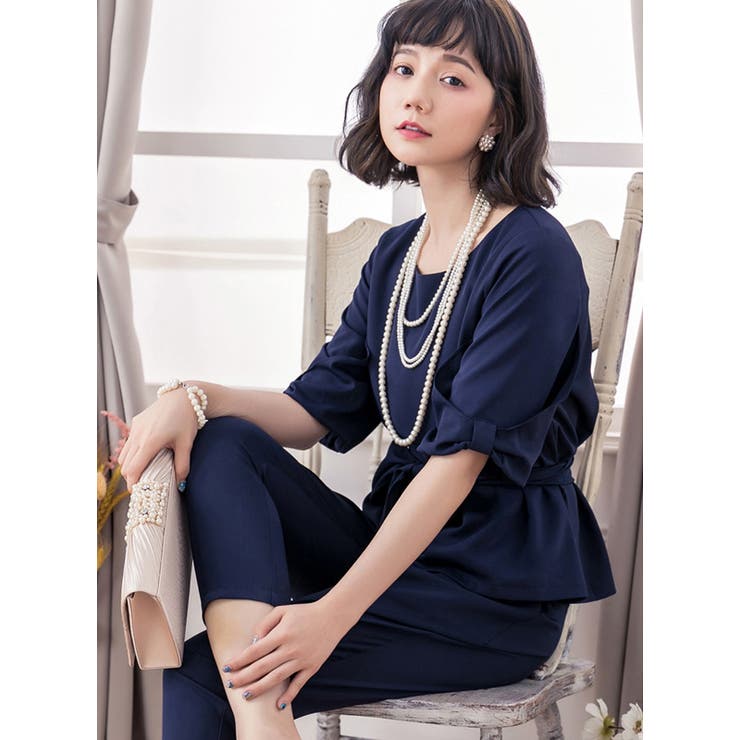 パンツドレス上下セパレート5分袖トップスクロップドパンツ/あす楽/送料無料