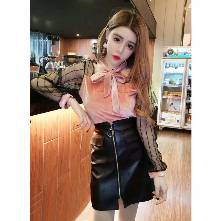 SENEE】ribbon velour tops &スカート