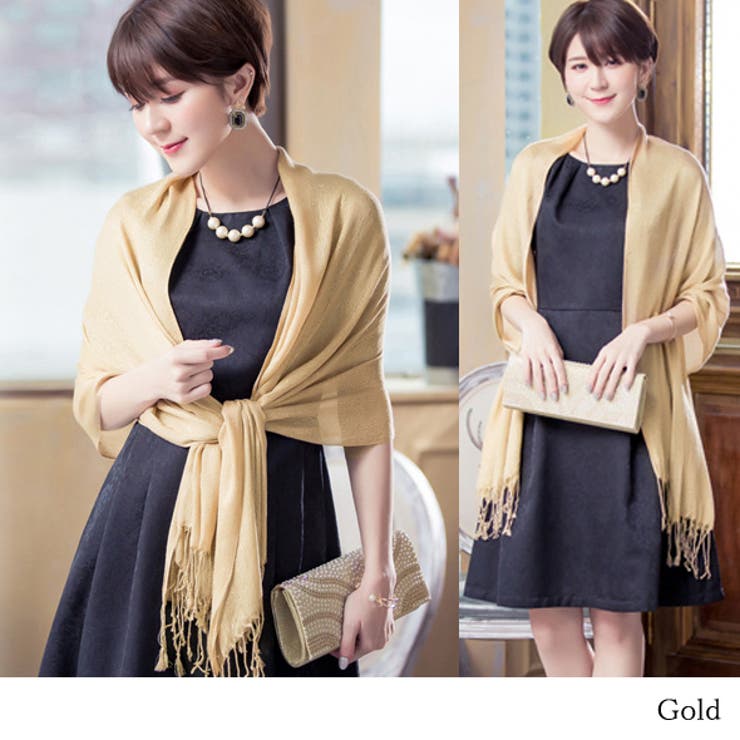 ゴールド | 結婚式 二次会 2次会 パーティー ショール ストール 大判 ラメ | 3uers