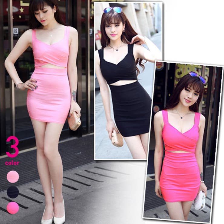 オープンウェスト カシュクール ボディコン | 3uers | 詳細画像1 