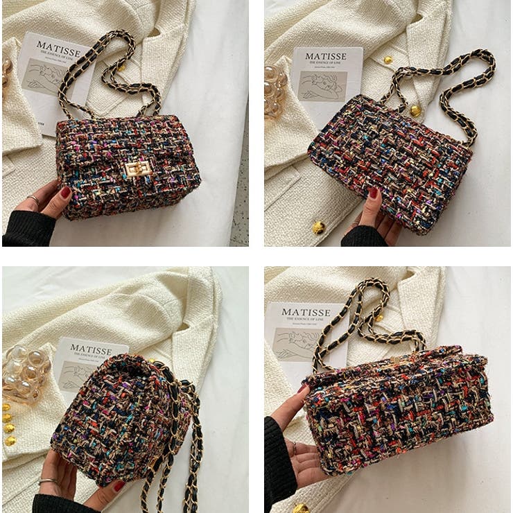 ツイード チェーン ミニ ショルダーバッグ レディース[品番