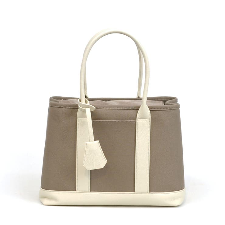 グレーアイボリー | カシュカシュ / ショルダー付きパーテーションキャンバストートL | UNBILLION