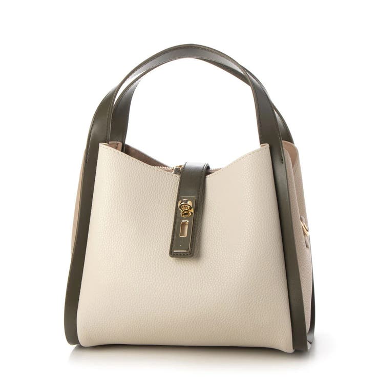 アイボリーカーキ | カシュカシュ cachecache / 3レイヤーヒネリ金具2wayトート | UNBILLION