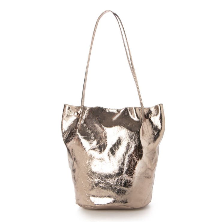 ダークシルバー | カシュカシュ / クラッシュメタリック肩入れバケツトートバッグ | UNBILLION