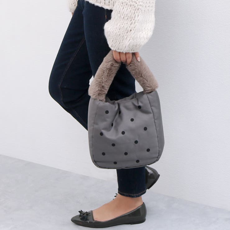 カシュカシュ cachecache / エコファーワンハンドルドット刺繍トート | UNBILLION | 詳細画像6 