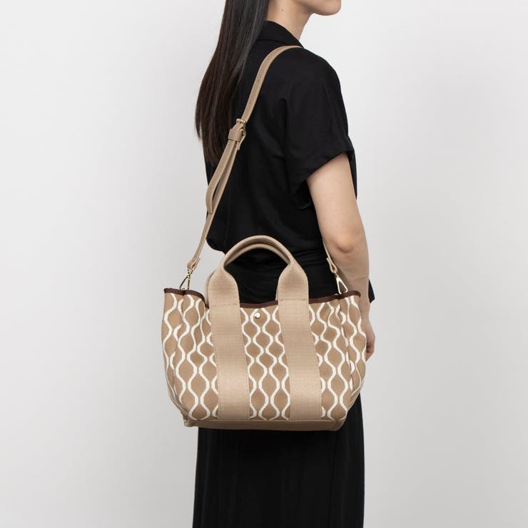 ベージュ | カシュカシュ / 柄アソートジャガード2wayトートバッグ | UNBILLION