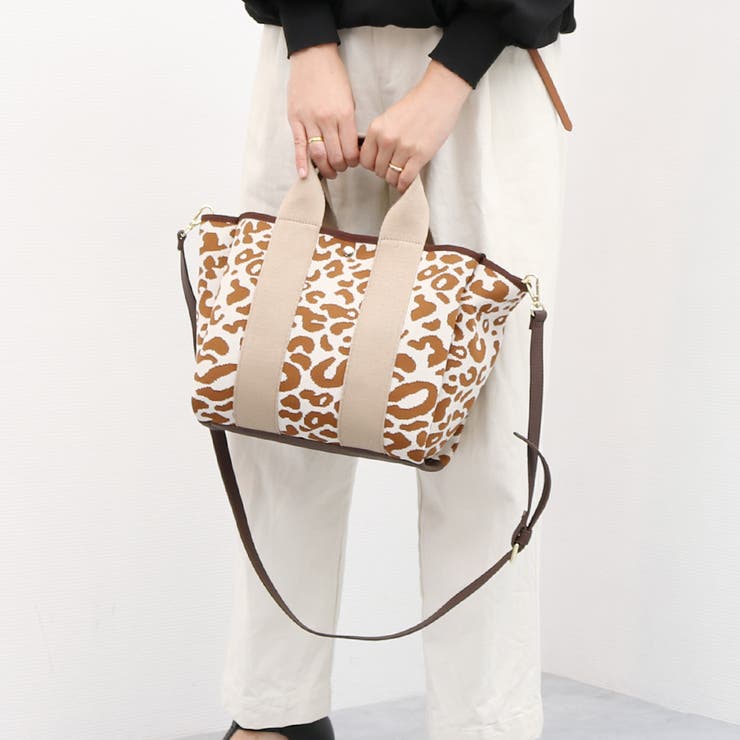 ベージュレオパード | カシュカシュ / 柄アソートジャガード2wayトートバッグ | UNBILLION