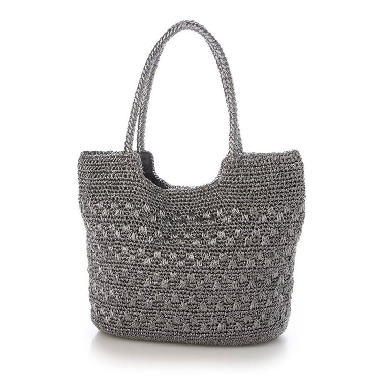 ダークシルバー | カシュカシュ cachecache / メタリックコード柄編みトートバッグ | UNBILLION