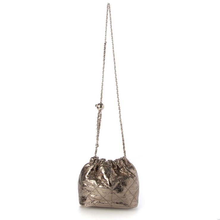 ダークシルバー | カシュカシュ  / 口元ギャザーメタリックキルトミニショルダー | UNBILLION