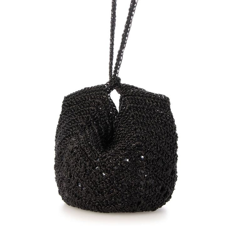 ブラック | カシュカシュ cachecache / メタリック糸手編みポシェット | UNBILLION