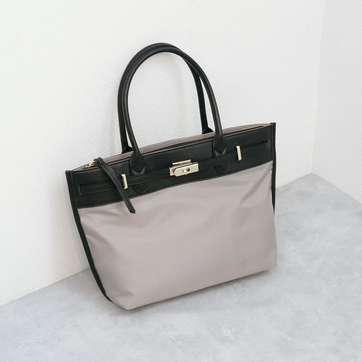 ライトグレー | ペルケ perche / ナイロン牛革ヒネリ金具トートバッグ | UNBILLION