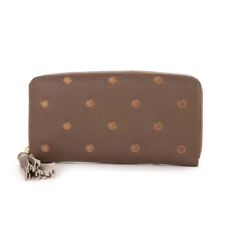 オーク | ペルケ perche / 牛革ドット刺繍ラウンド長財布 | UNBILLION