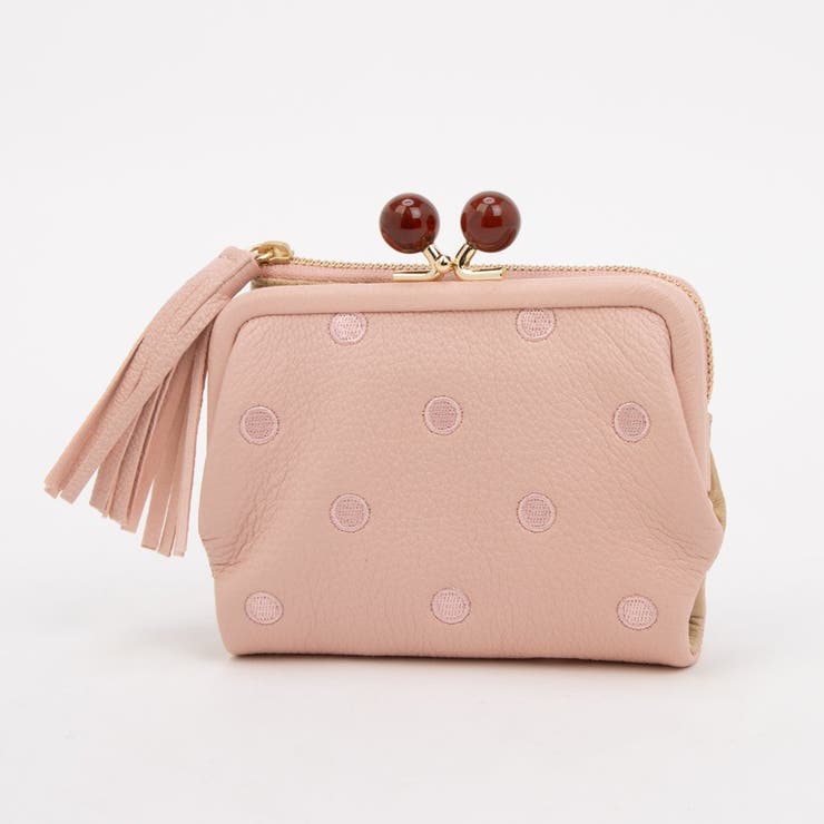 ライトピンクドット | ペルケ perche / アクリル玉がま口2つ折り財布 | UNBILLION