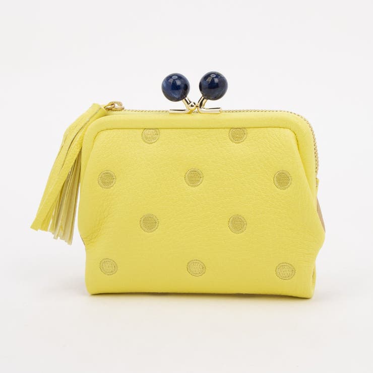 ライトイエロードット | ペルケ perche / アクリル玉がま口2つ折り財布 | UNBILLION