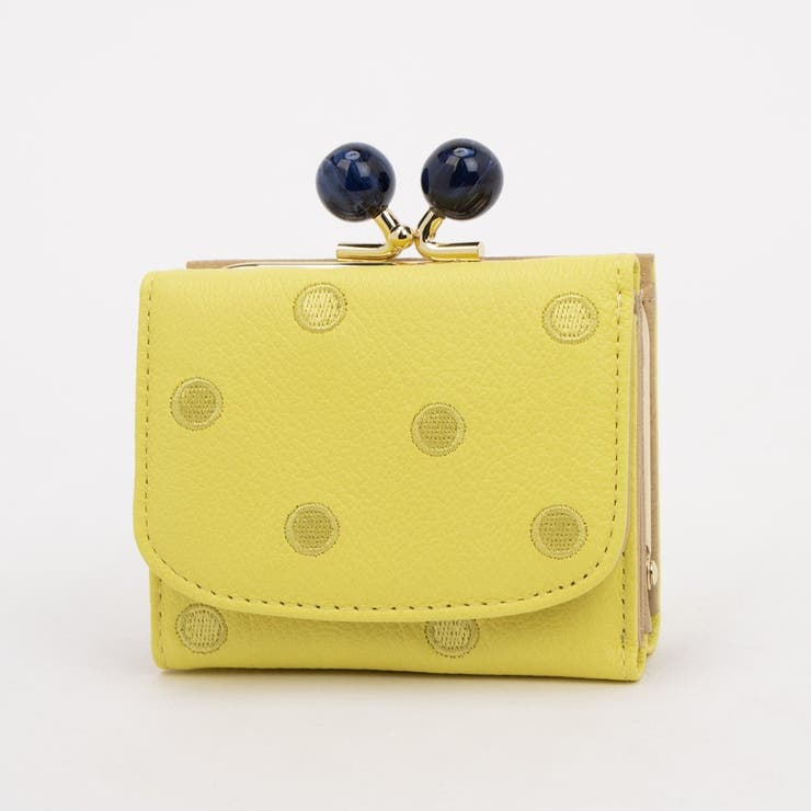 ライトイエロードット | ペルケ perche / アクリル玉三つ折りミニサイフ | UNBILLION