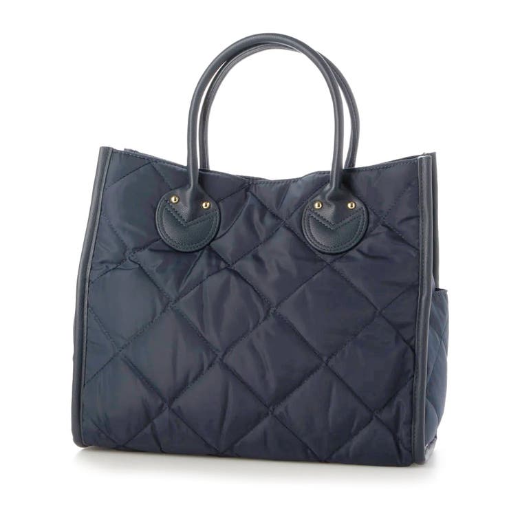 ネイビー | カシュカシュ cachecache / キルティングスクエアトートバッグM | UNBILLION