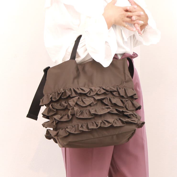 ブラウン | カシュカシュ cachecache / ナイロンフリル2wayトートバッグ | UNBILLION