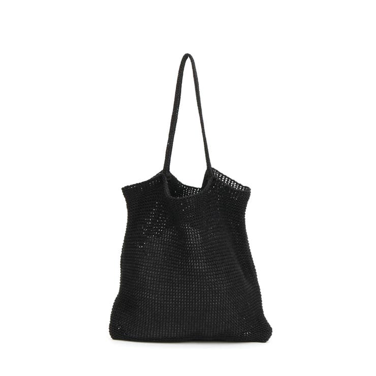 ブラック | カシュカシュ cachecache / ラメ糸編みトートバッグ | UNBILLION