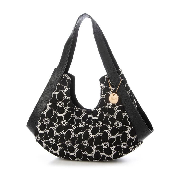 ブラック | カシュカシュ cachecache / 刺繍生地トートバッグ | UNBILLION