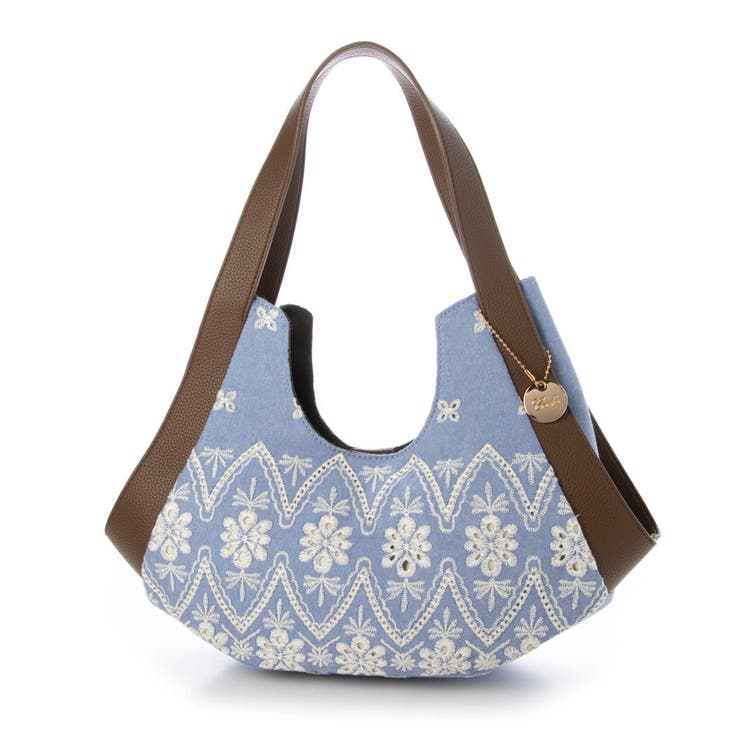 ライトブルー | カシュカシュ cachecache / 刺繍生地トートバッグ | UNBILLION