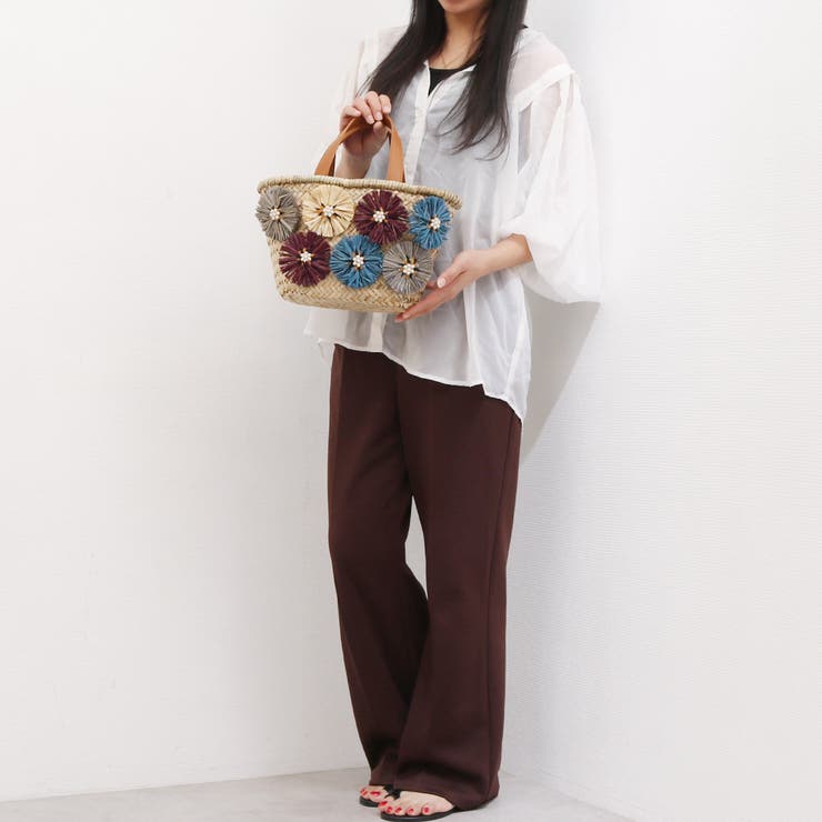 カシュカシュ cachecache / ラフィアフラワー付カゴバッグ | UNBILLION | 詳細画像2 