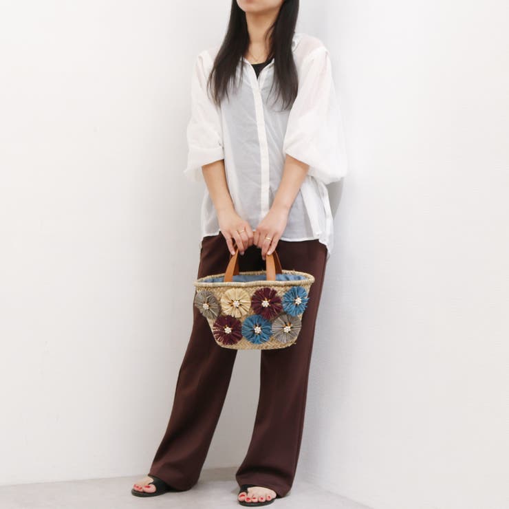 カシュカシュ cachecache / ラフィアフラワー付カゴバッグ | UNBILLION | 詳細画像3 