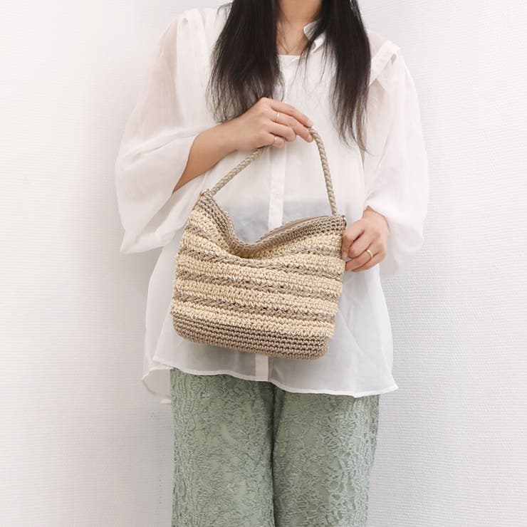 カシュカシュ / ボーダーコンビ編みワンハンドル2wayミニトート | UNBILLION | 詳細画像1 