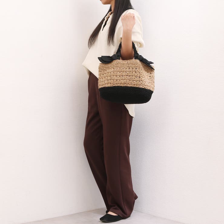 カシュカシュ cachecache / 下がりリボン切替編みトート | UNBILLION | 詳細画像2 