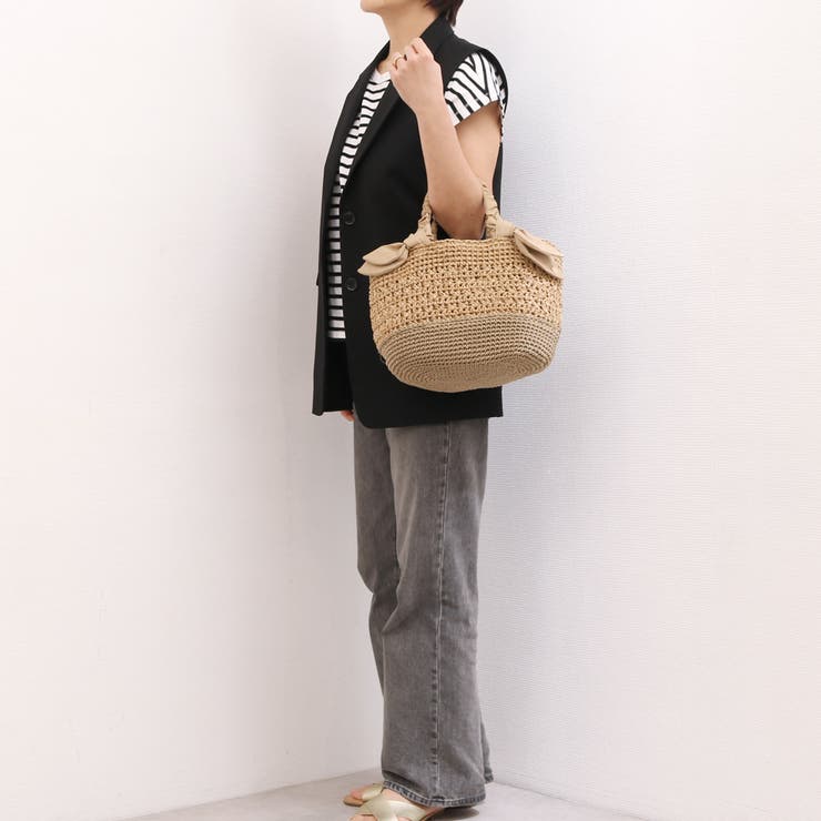 カシュカシュ cachecache / 下がりリボン切替編みトート | UNBILLION | 詳細画像4 