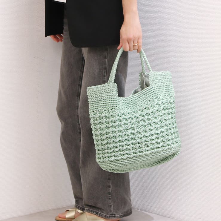 グリーン | カシュカシュ cachecache / 柄編みベーシックトート | UNBILLION
