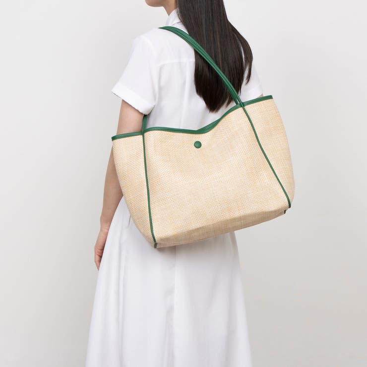 グリーン | カシュカシュ cachecache / 雑材風通しハンドルトート | UNBILLION