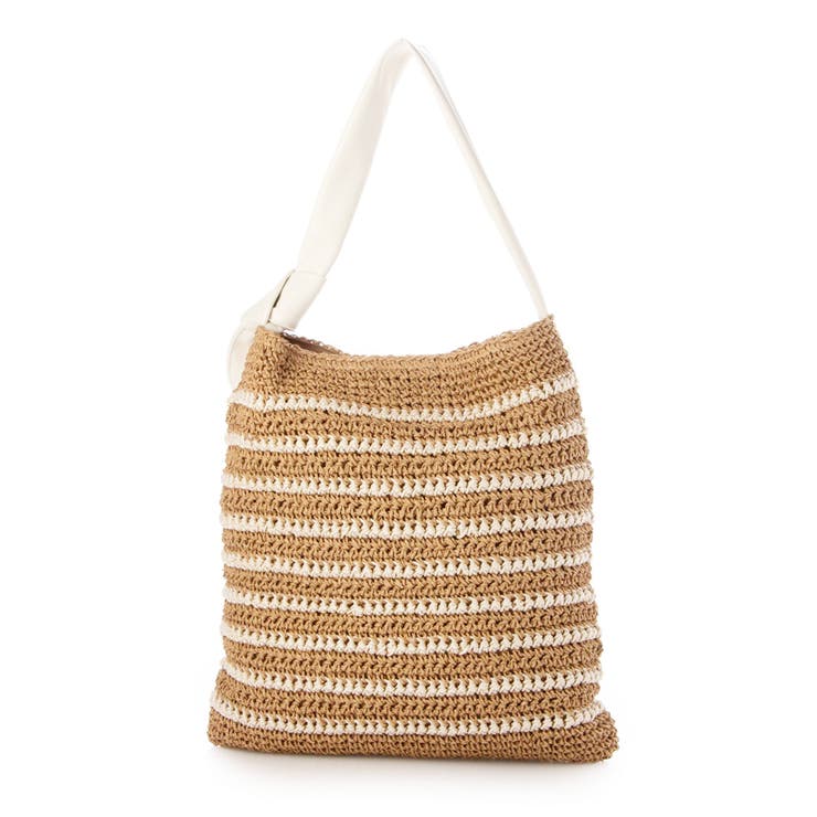 アイボリー | カシュカシュ cachecache / 柄ボーダークロッシェトート | UNBILLION