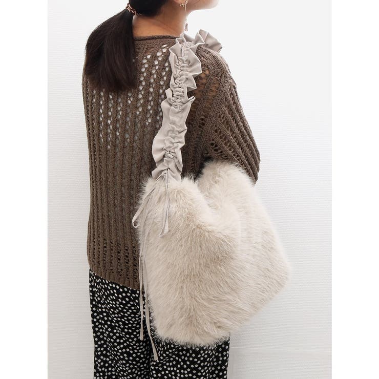 ライトグレー | カシュカシュ cachecache / フリルワンハンドルエコファートート | UNBILLION