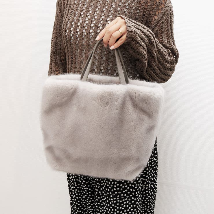 ライトグレー | カシュカシュ cachecache / ミンク風ファーシンプルトート | UNBILLION