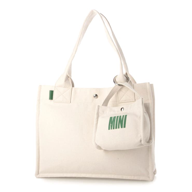 アイボリー | カシュカシュ cachecache / フロッキーポーチ付きキャンバストート | UNBILLION