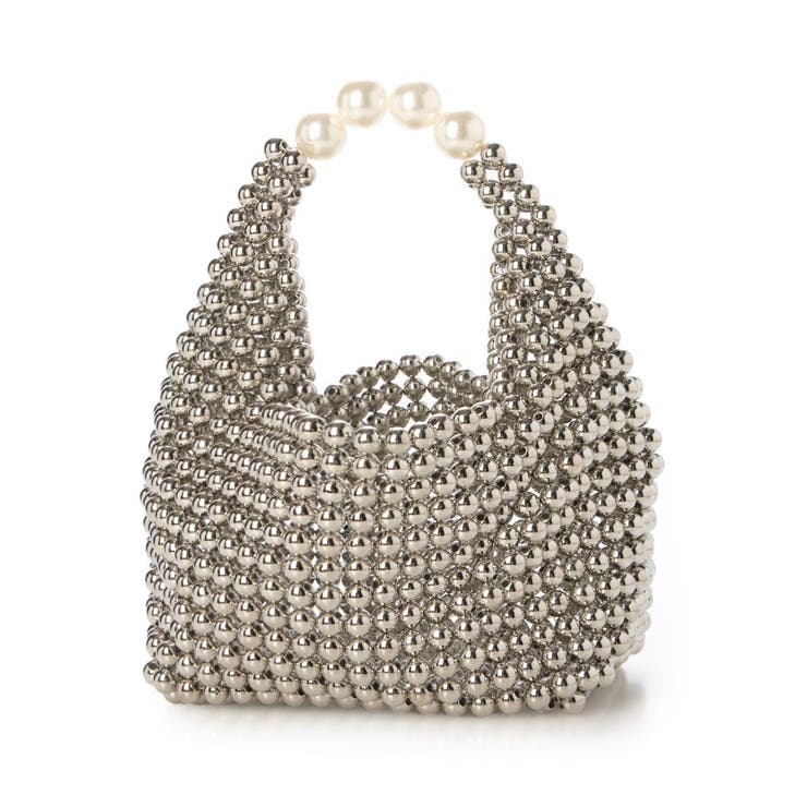 ホワイト | カシュカシュ cachecache / シルバービーズ手提げバッグ | UNBILLION