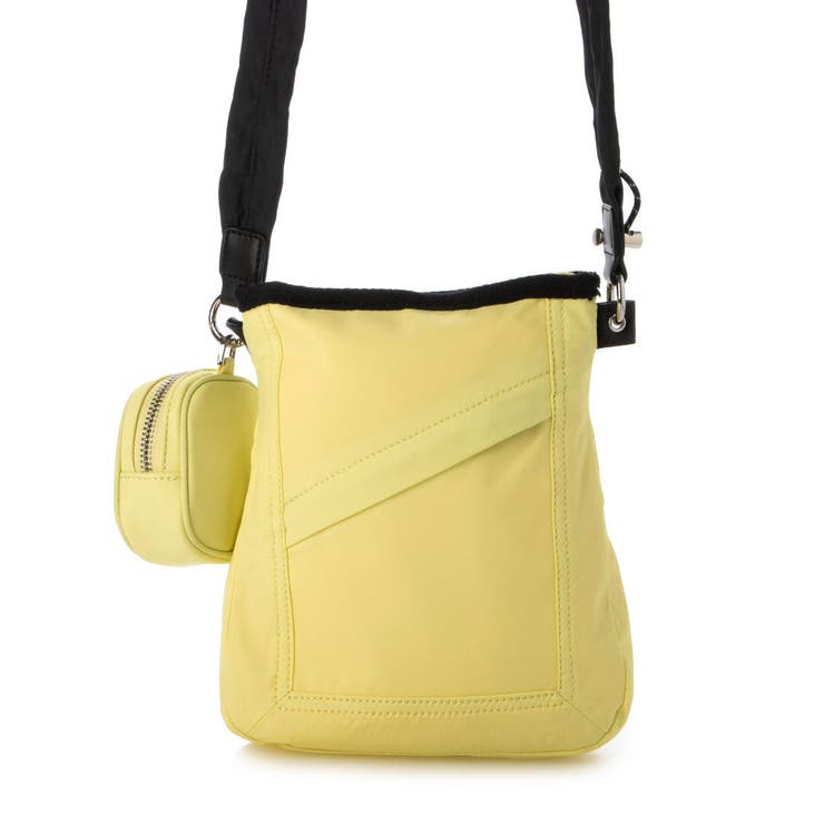 イエロー | カシュカシュ cachecache ミニポーチ付きギャザーショルダーナイロンバッ… | UNBILLION
