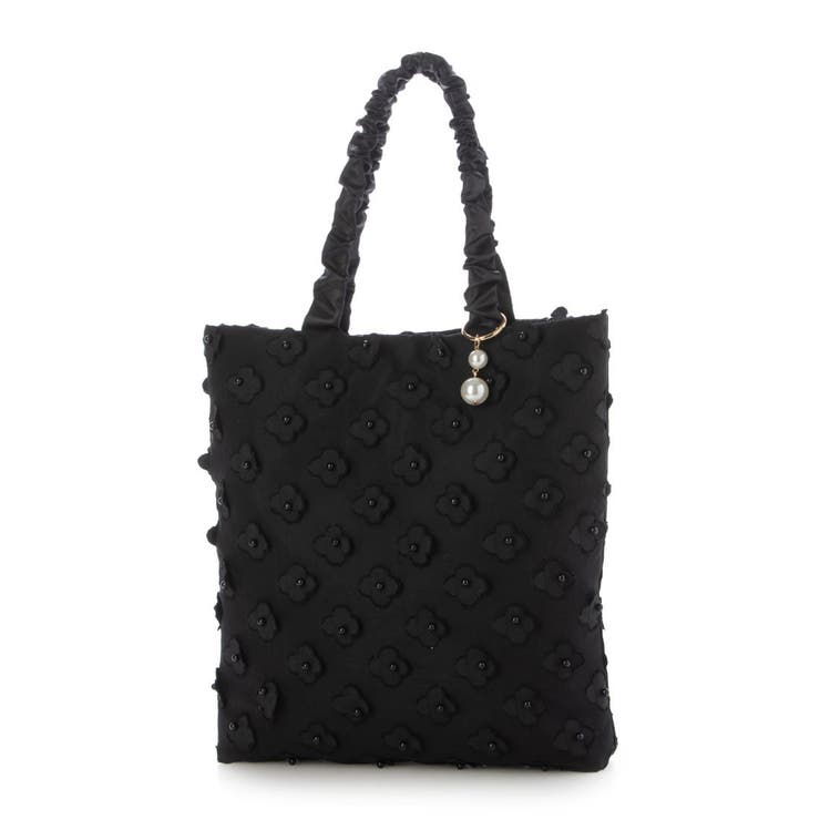 ブラック | カシュカシュ cachecache / 3Dフラワー刺繍トート | UNBILLION