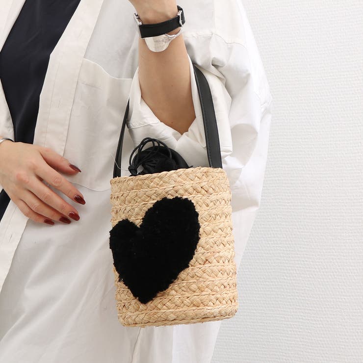 cachecache / ハート付ラフィアバケットトート カゴバッグ | UNBILLION | 詳細画像3 