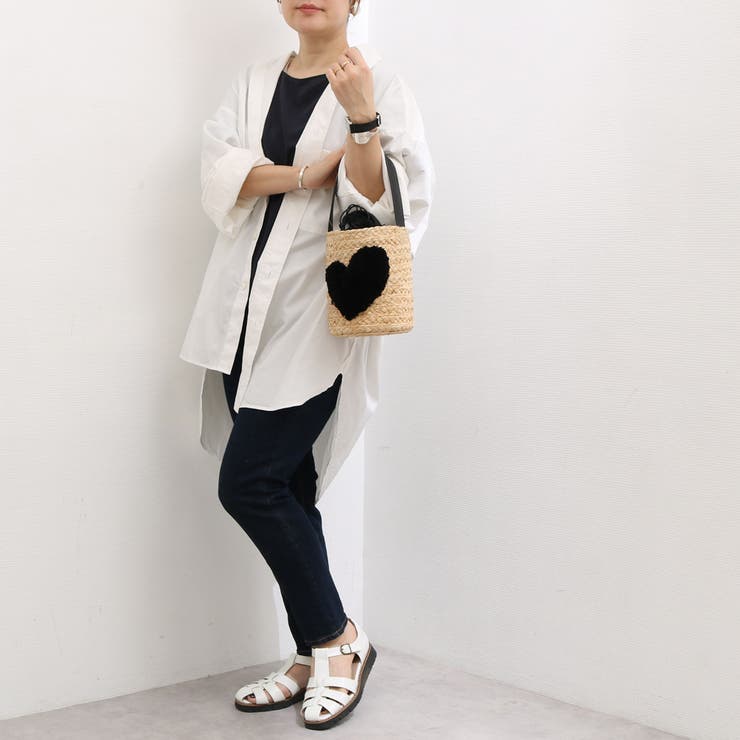 cachecache / ハート付ラフィアバケットトート カゴバッグ | UNBILLION | 詳細画像4 