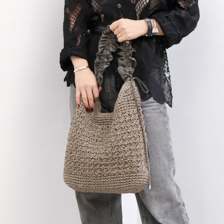 cachecache / ドロストフリルハンドル地柄編みトート カゴバッグ | UNBILLION | 詳細画像11 