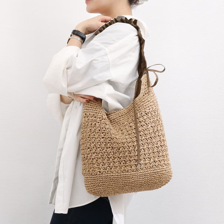 cachecache / ドロストフリルハンドル地柄編みトート カゴバッグ | UNBILLION | 詳細画像13 