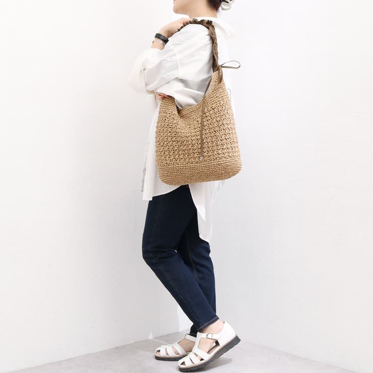 cachecache / ドロストフリルハンドル地柄編みトート カゴバッグ | UNBILLION | 詳細画像14 