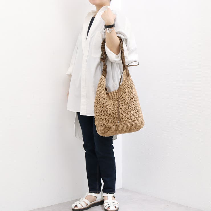 cachecache / ドロストフリルハンドル地柄編みトート カゴバッグ | UNBILLION | 詳細画像16 