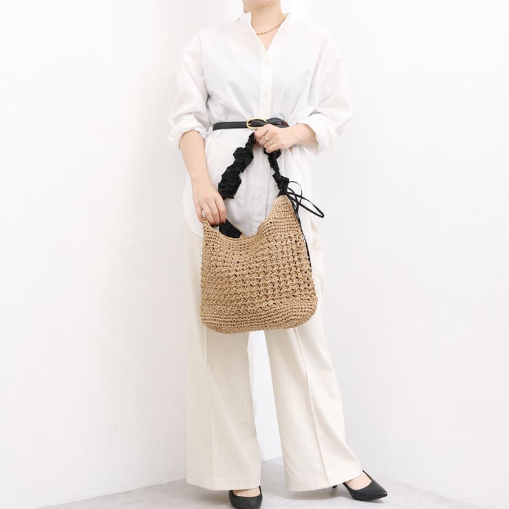cachecache / ドロストフリルハンドル地柄編みトート カゴバッグ | UNBILLION | 詳細画像6 