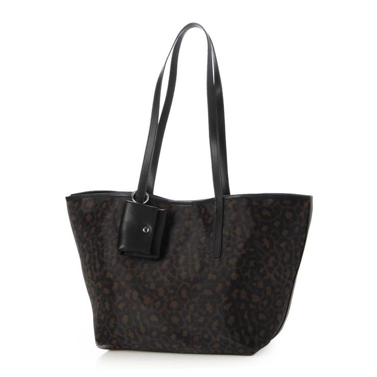 ブラック | カシュカシュ cachecache チュールメッシュヒョウ柄プリントトートＬ | UNBILLION