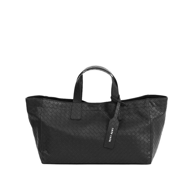 ブラック | カシュカシュ cachecache / メッシュエンボス横長ショッパートート | UNBILLION