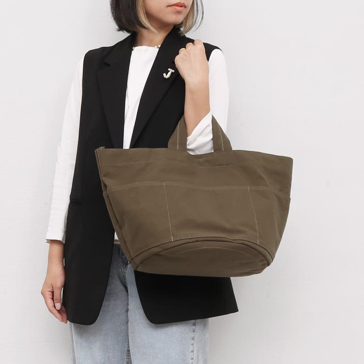 カシュカシュ cachecache ポリコットンマルチポケット丸底トートバッグ | UNBILLION | 詳細画像3 