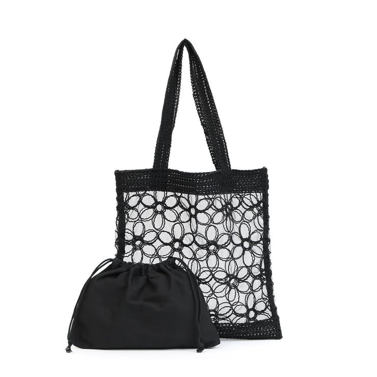 ブラック | カシュカシュ cachecache / レースミニ手提げバッグ | UNBILLION